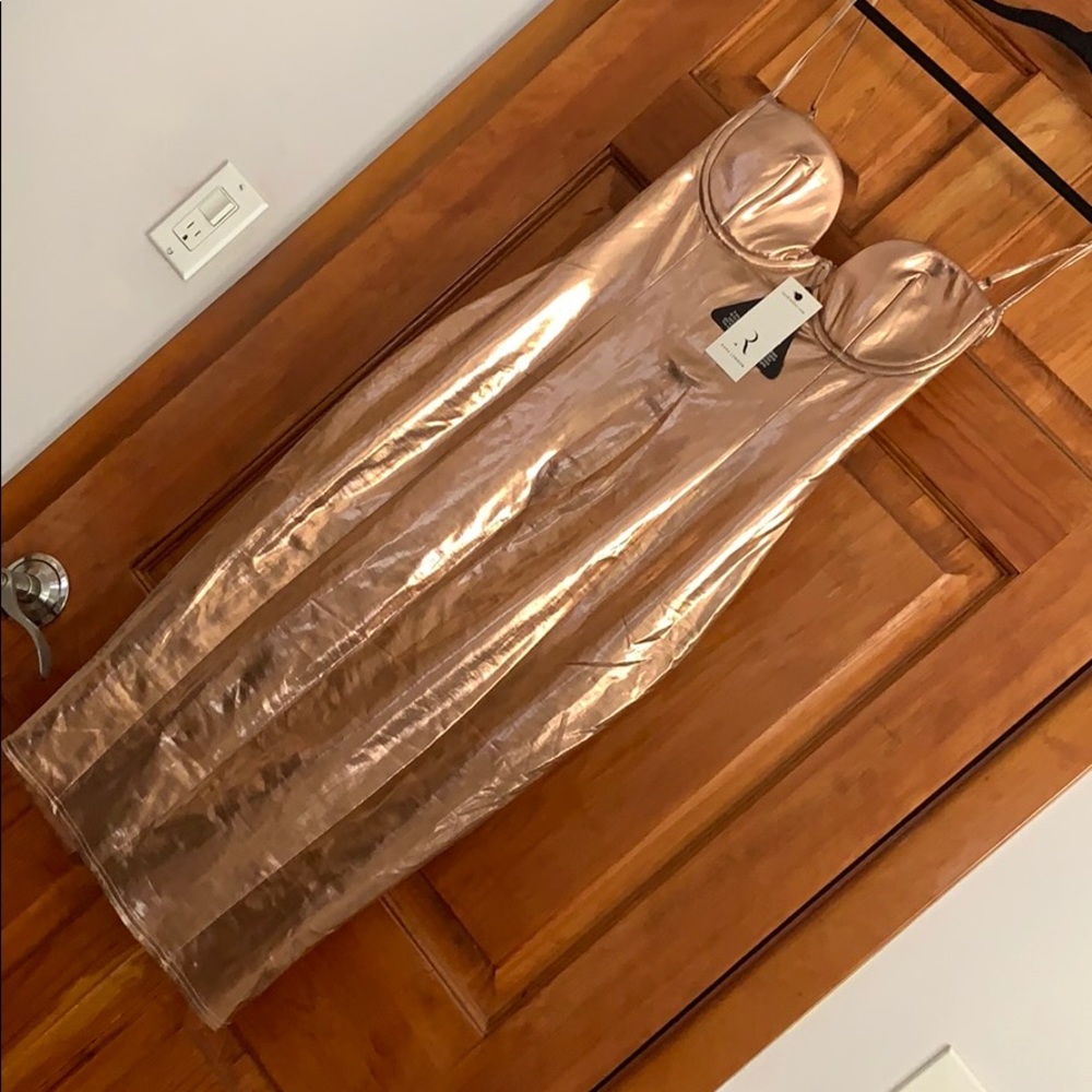 Rare London Midi Rose Gold Dress